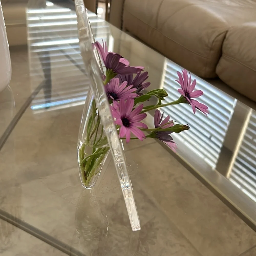 Contemporary Acrylic Vase: Rectangular Shape, Transparent Design / BRAND NEW